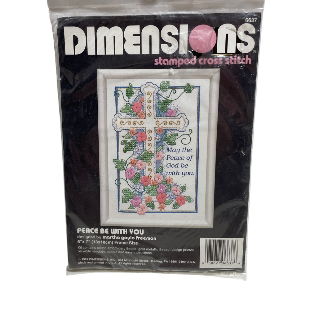 Dimensions 1992 Stamped Cross Stitch Peace Be With You Craft Kit 6637